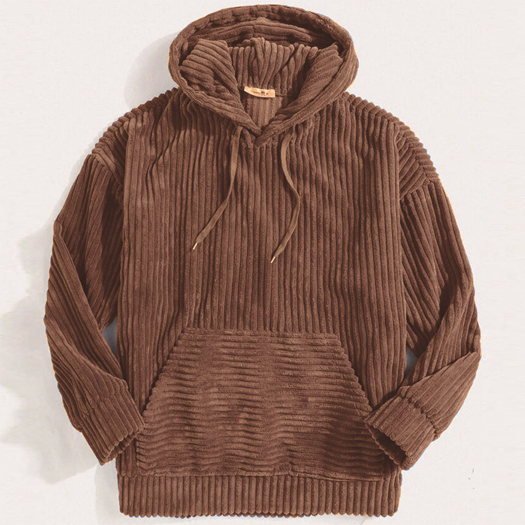 Hoodie Herr Modern Mjuk Polyester med Huva och Ribbade Detaljer 9