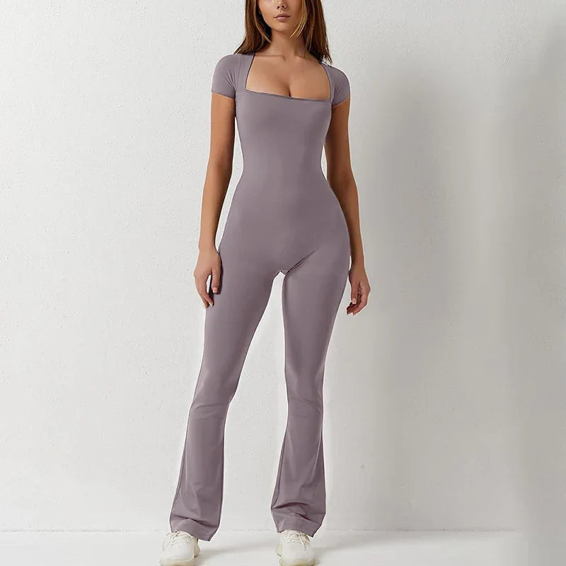 Dam Jumpsuit Bodycon med Utställda Byxor Polyester Elastan 3