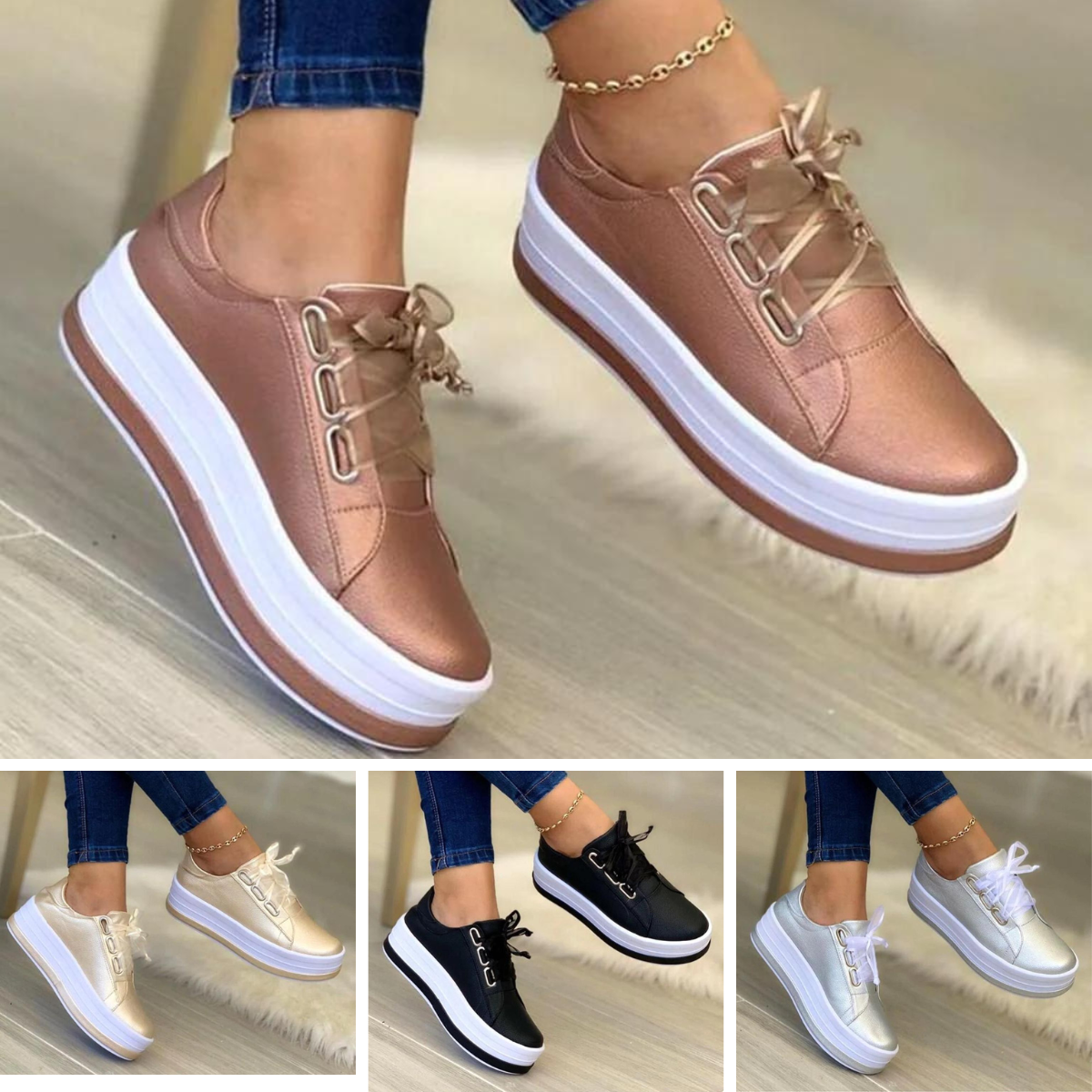 Dam Sneakers Mesh Design för Sommar Skor i Gummi-2