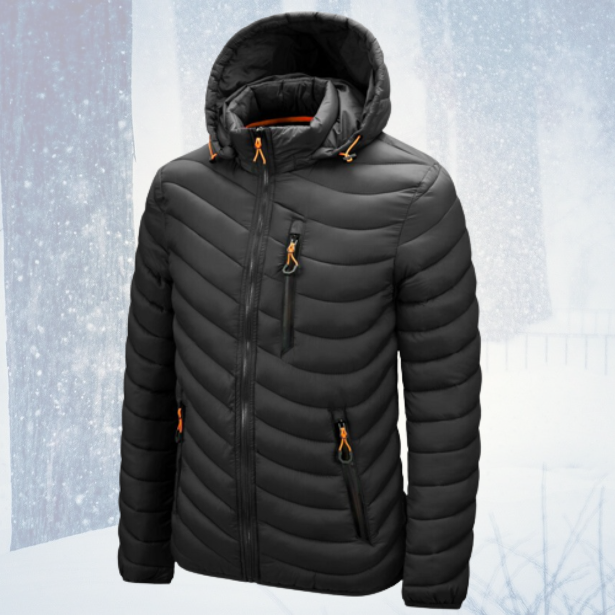 Herrjacka Vinter Vattentät Hybridjacka med Avtagbar Huva Fjädrande Polyester-4