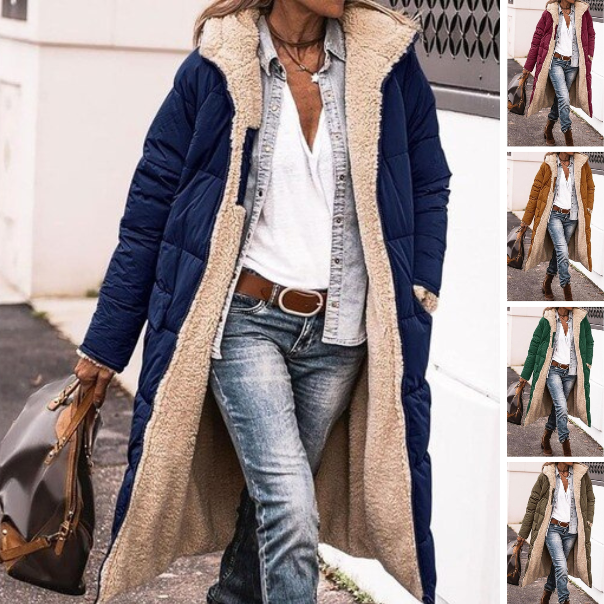 Damjacka Vändbar Lång Polyester Elegant Jacka för Dam 3