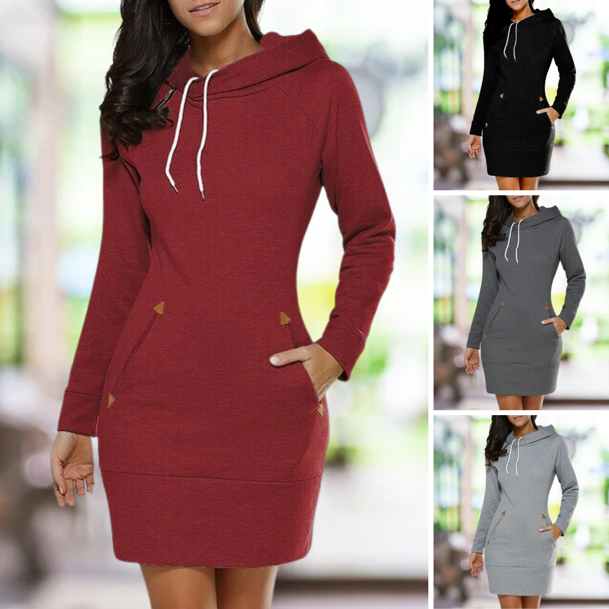 Dam Knälång Tröja Långa Ärmar Bomullsblandning 2