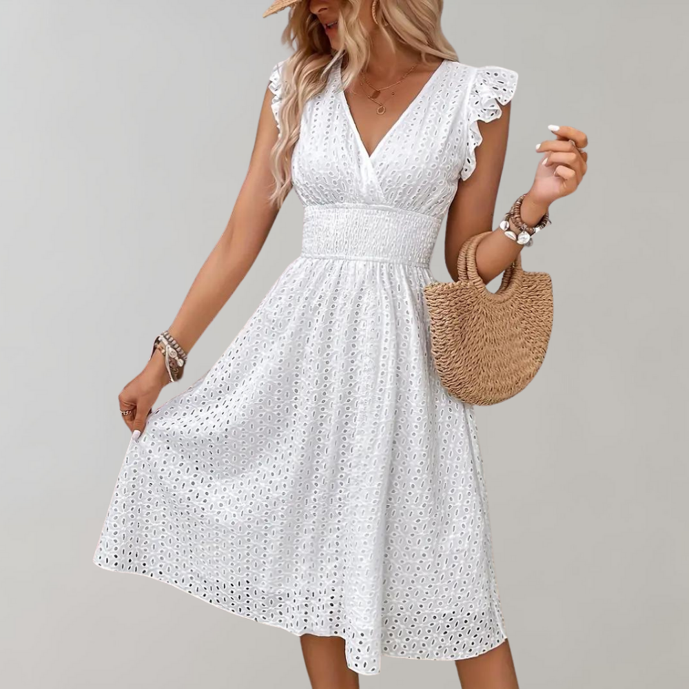 Variant image for Dam Klänning Med Ruffles Lätt Tyg För Sommarfester-1
