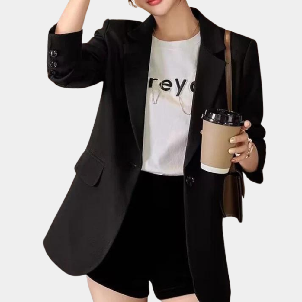 Kvinnors Blazer Avslappnad Stil Polyester-3