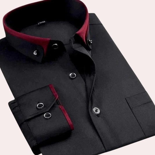 Skräddarsydd Herrskjorta i Högkvalitativt Tyg – Elegant Stil med Klassisk Krage och Knappdetaljer 1