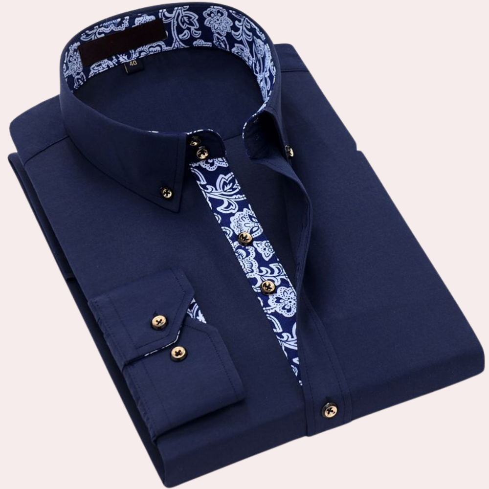 Herrskjorta Långärmad Modern Bomull Polyester-3