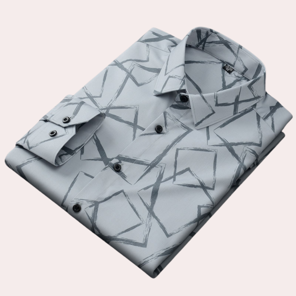 Herrskjorta Klassisk Design 100% Bomull Elegant Passform-5