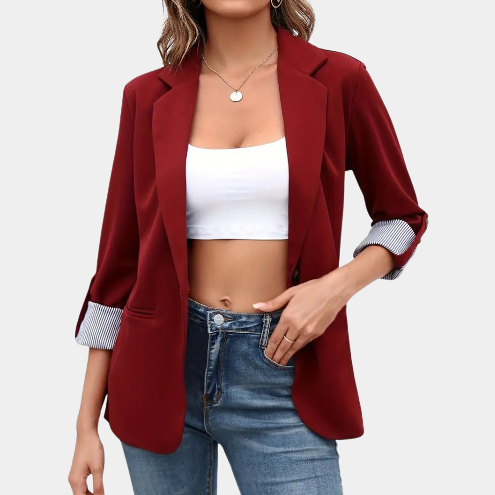 Dam Blazer Reversstil Högkvalitativt Tyg-5