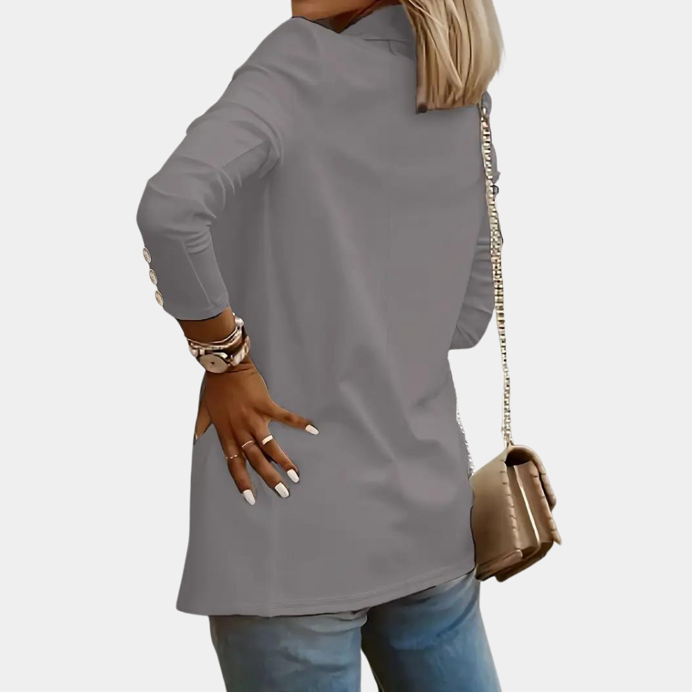 Kvinnor Revers Blazer i Mjuk Polyester – Elegant och Mångsidig För Vardag och Fest, Storlekar S-2XL 4