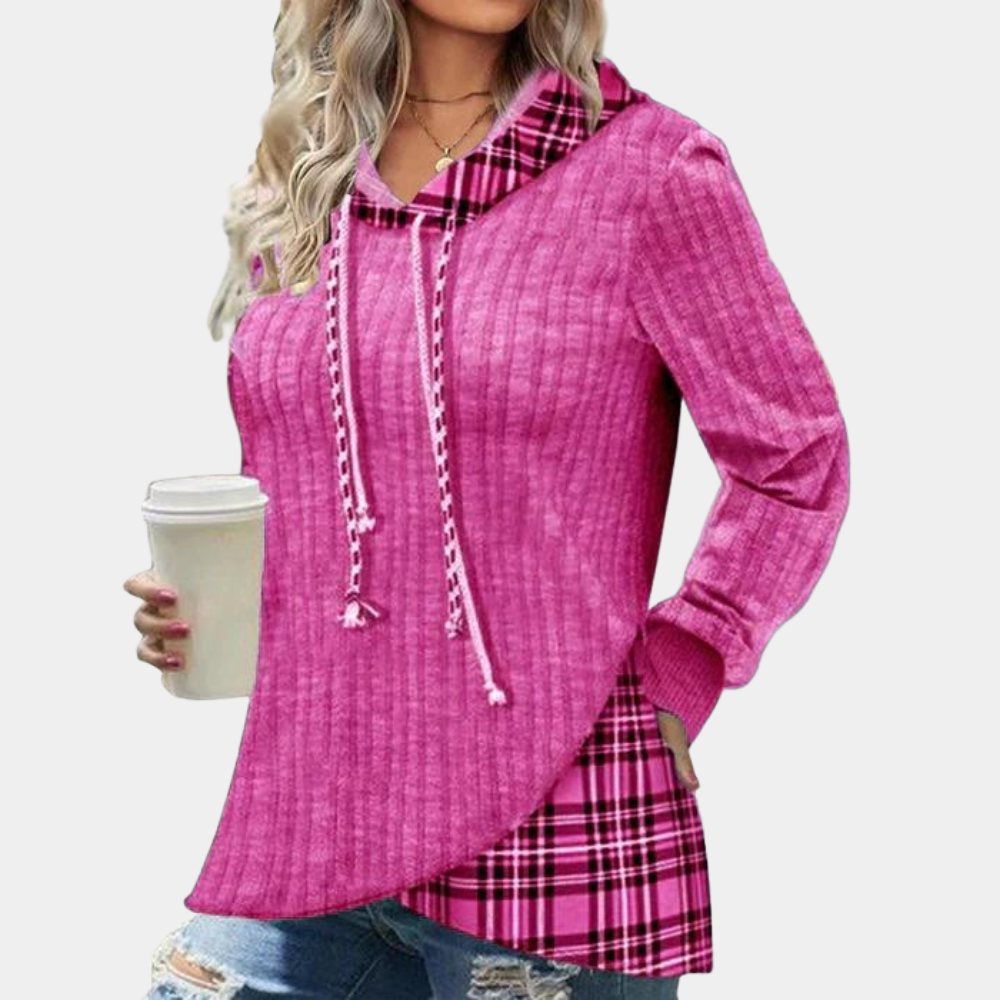 Lång Hoodie Dam Avslappnad Stil Mjuk Bomull-4