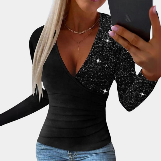 Kvinnors Topp Med GlÀnsande Paljetter Polyester-1