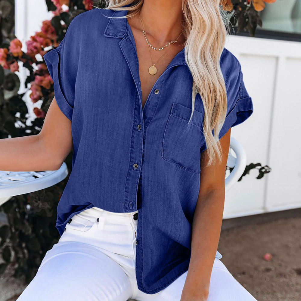 Dam Skjorta Avslappnad Denim 100% Bomull 1