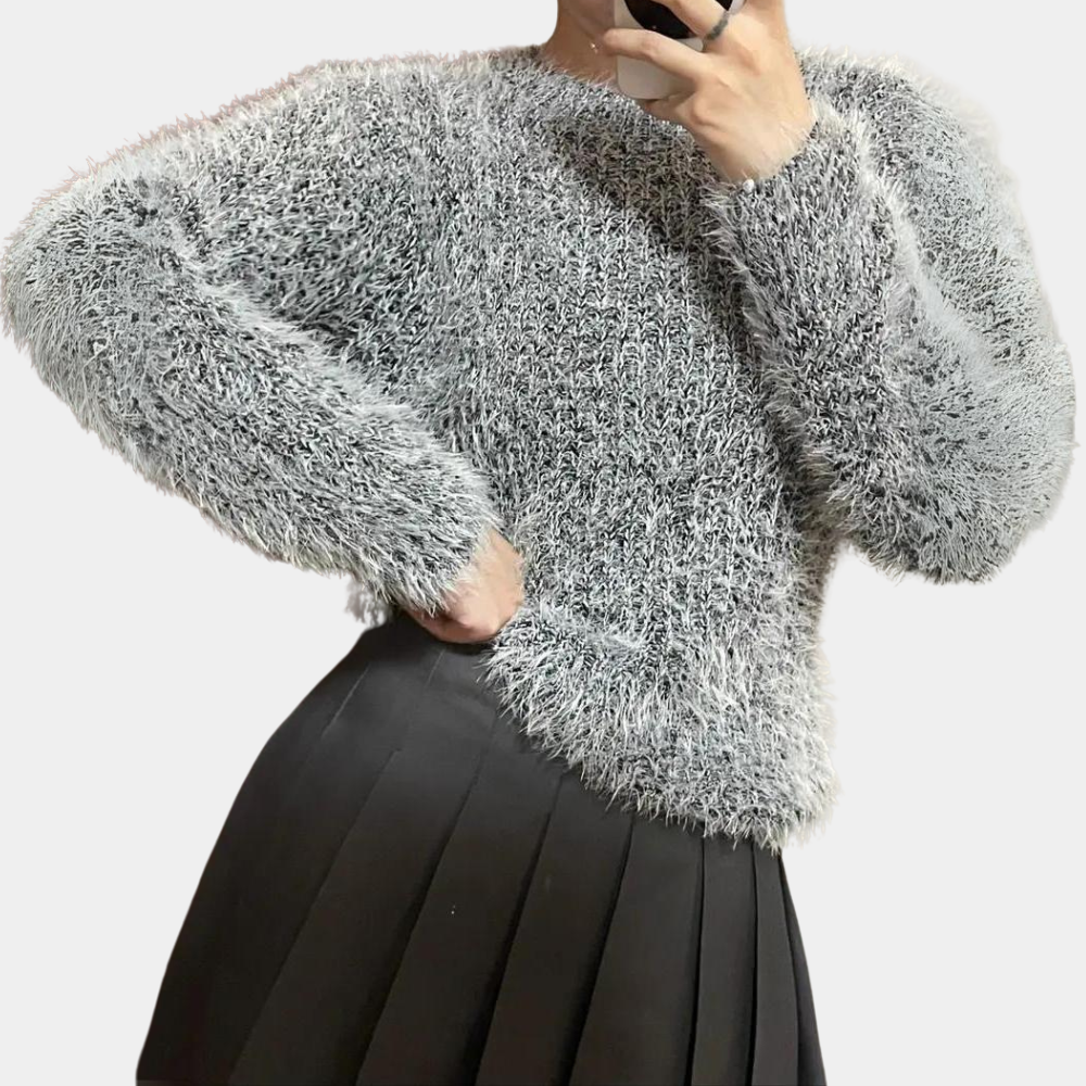 Dam Plyschtröja med Besättningshals för Vinterkomfort-3