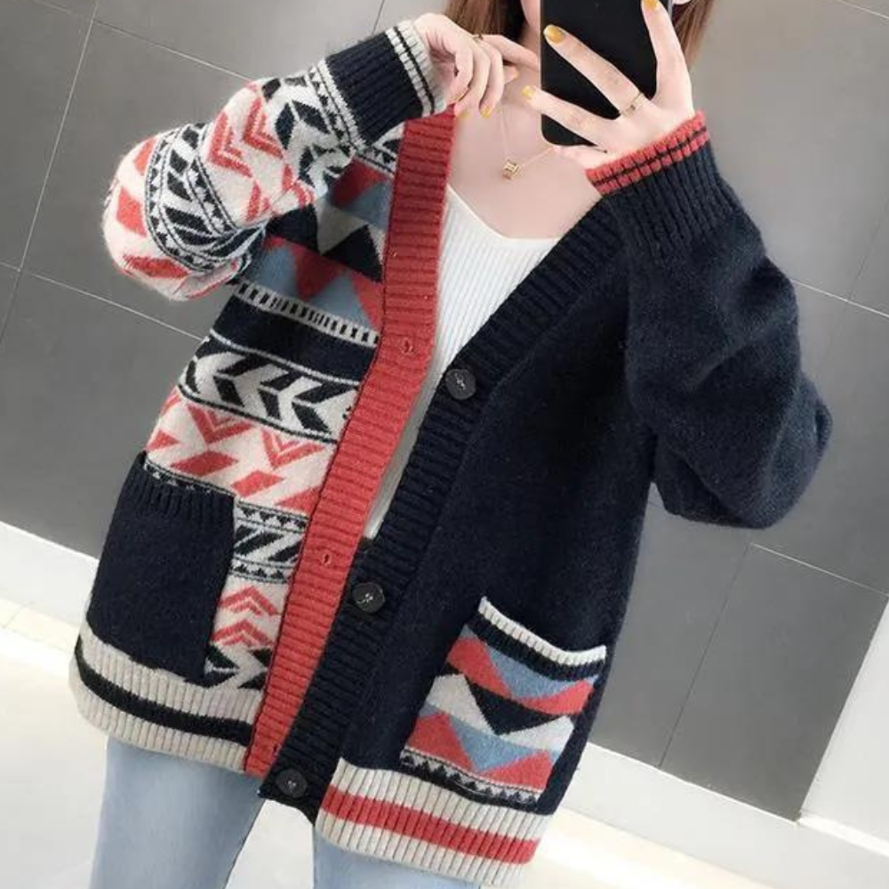 Variant image for Dam V-ringad Kofta Loose Fit Mjuk Stickad-19