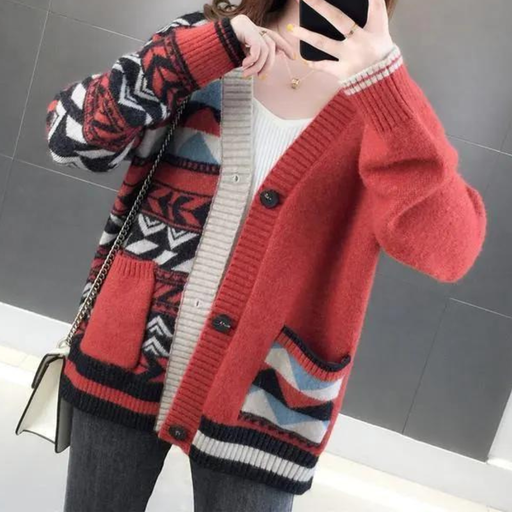 Variant image for Dam V-ringad Kofta Loose Fit Mjuk Stickad-13