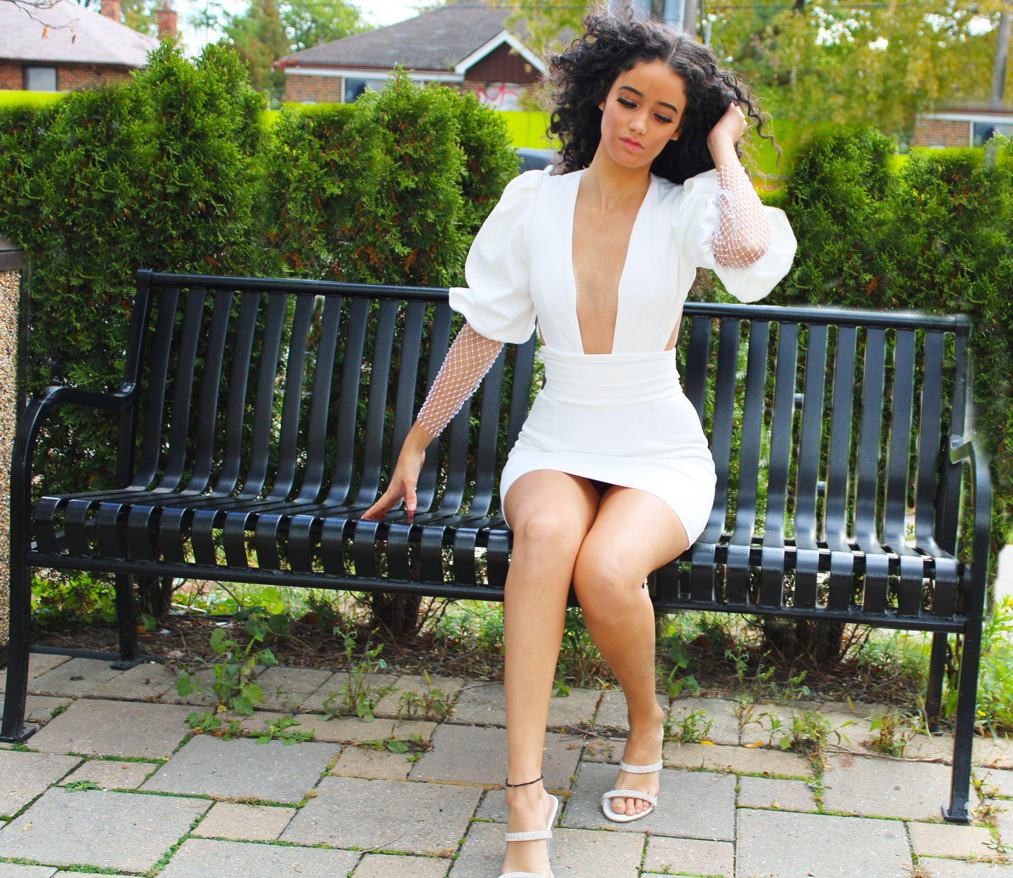 Kvinna Miniklänning Djup Halsringning Glittrig Polyesterblandning 9