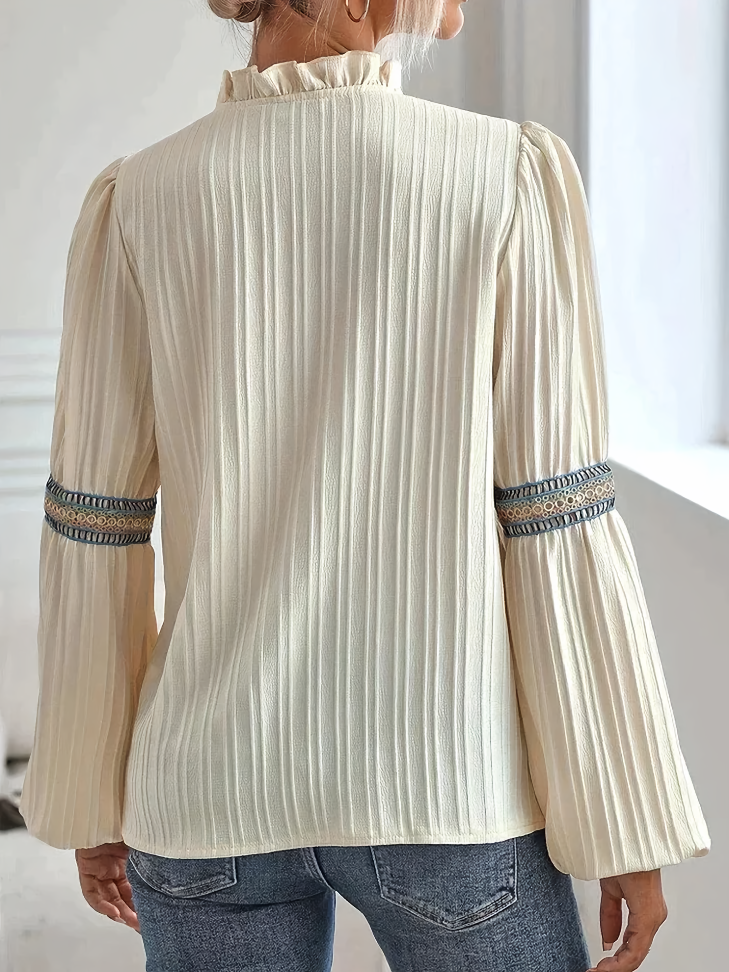 Elegant Vit Blus Dam i Polyester – Toppblus med Perfekt Passform för Vardag och Fest 3