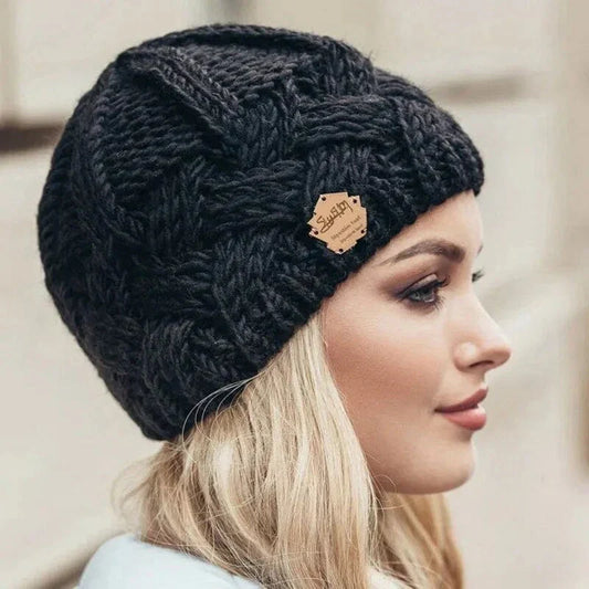 Damhatt Stickad Mjuk Design i Fint Tyg för Vinterstil-1