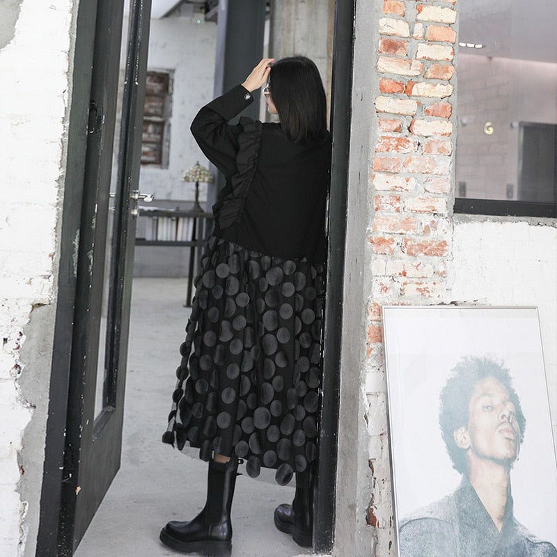 Elegant Midi Klänning för Dam med A-Linje och Långärmad Design i Mesh – Fina Dam Klänningar 4