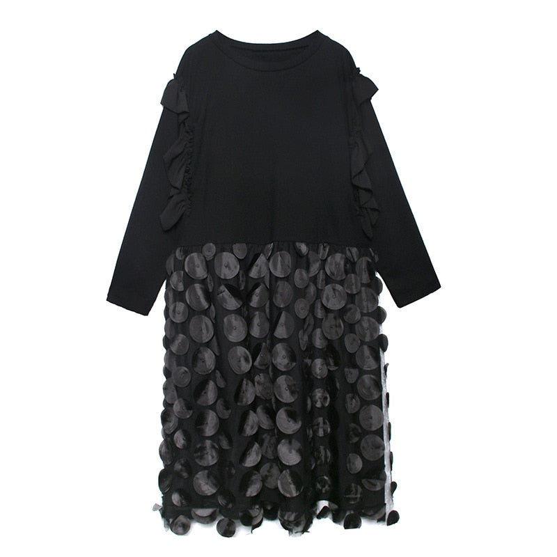 Elegant Midi Klänning för Dam med A-Linje och Långärmad Design i Mesh – Fina Dam Klänningar 5