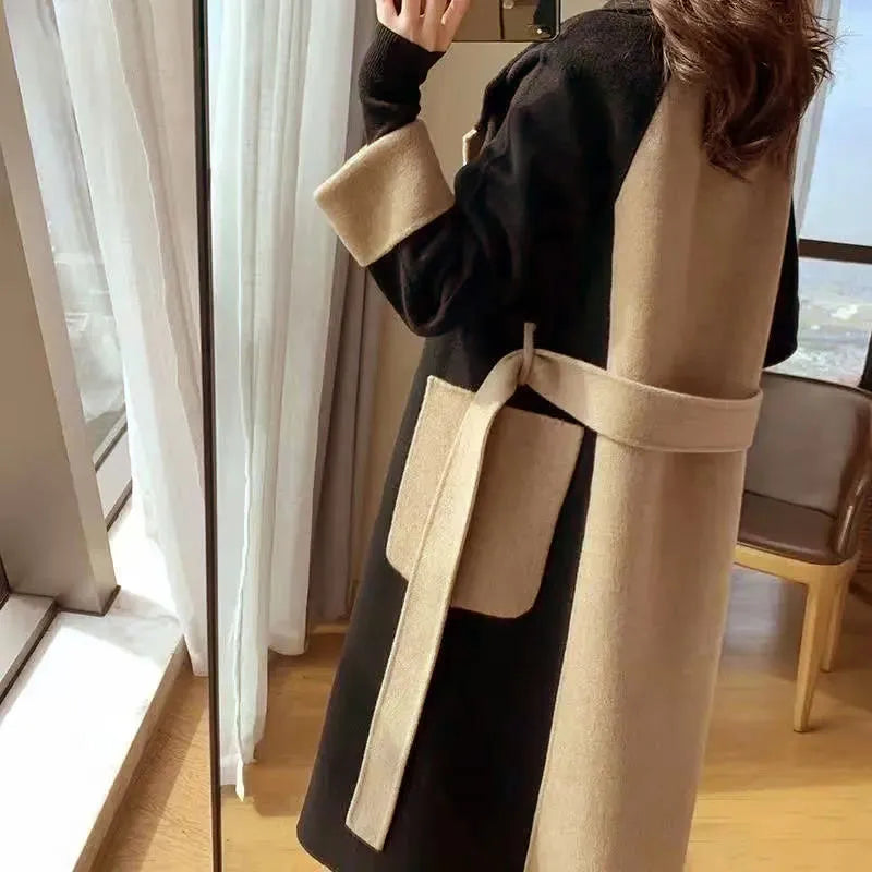 Dam Trench Coat Vintage Ull Justerbart Midjebälte-3