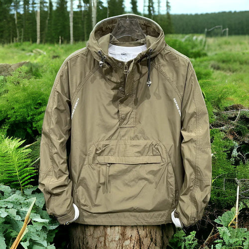 Herrjacka med Huva Modern Design Hållbart Material för Höst och Vår-1