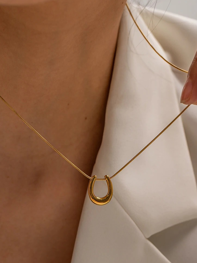 Dam Halsband Hästsko Guld Elegant Smycke-4
