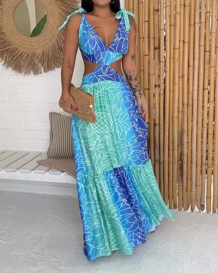 Variant image for Dam Midiklänning Mönstrad Lätt Material för Bröllop och Fest-9