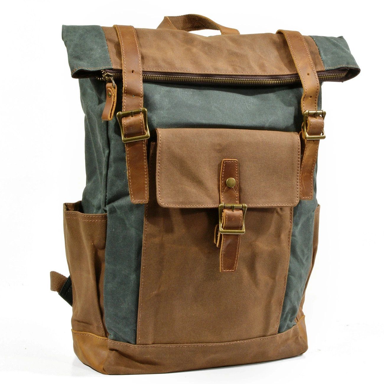 Herr Ryggsäck Canvas Robust Läder 2