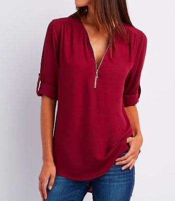 Dam Blus Avslappnad Stil Andningsbart Material-2