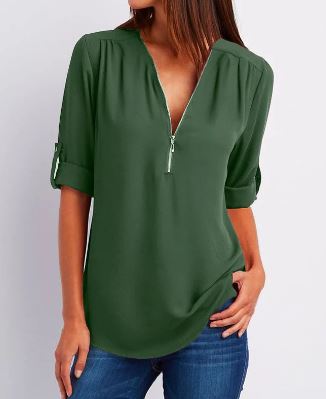 Dam Blus Avslappnad Stil Andningsbart Material-5