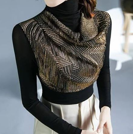 Dam Turtleneck Tröja Mjuk Bomull Chic-3