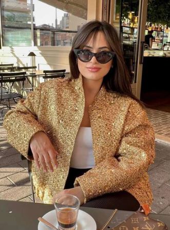 Variant image for Dam Vinterjacka Lång Paljetter Polyester Mjuk Foder-1