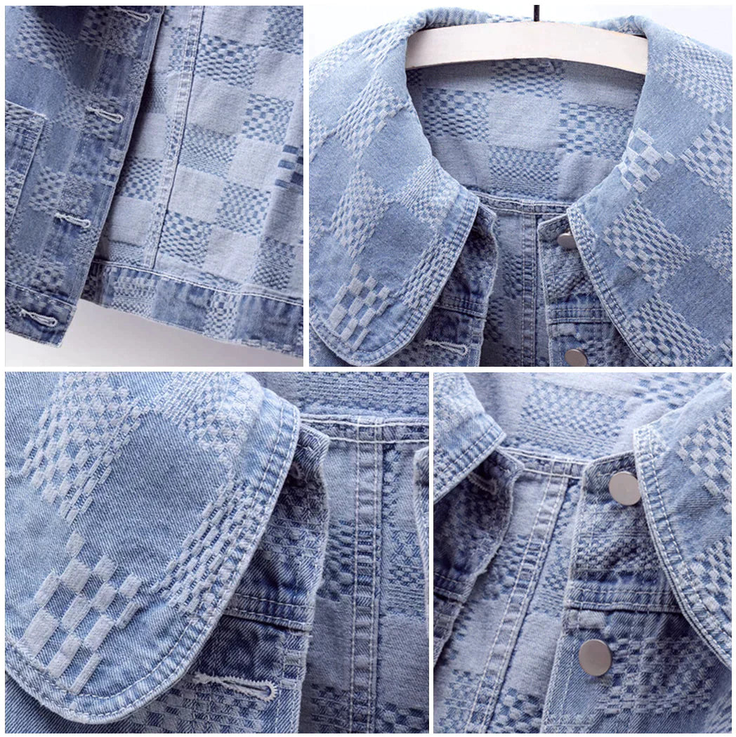 Dam Jeansjacka med Stor Krage i Hållbar Denim-4