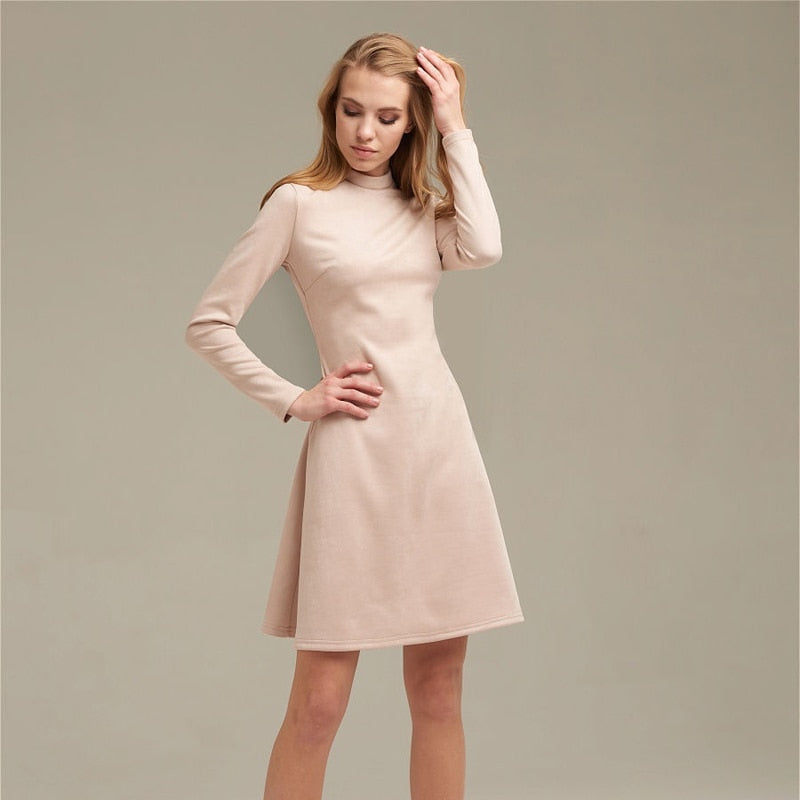 Fina Dam Klänningar A-linje Mini Klänning Långärmad Sammet 5