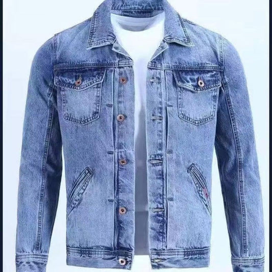 Klassisk Herrjacka i 100% Bomull – Tidlös Denimjacka med Fickor och Normal Passform 1