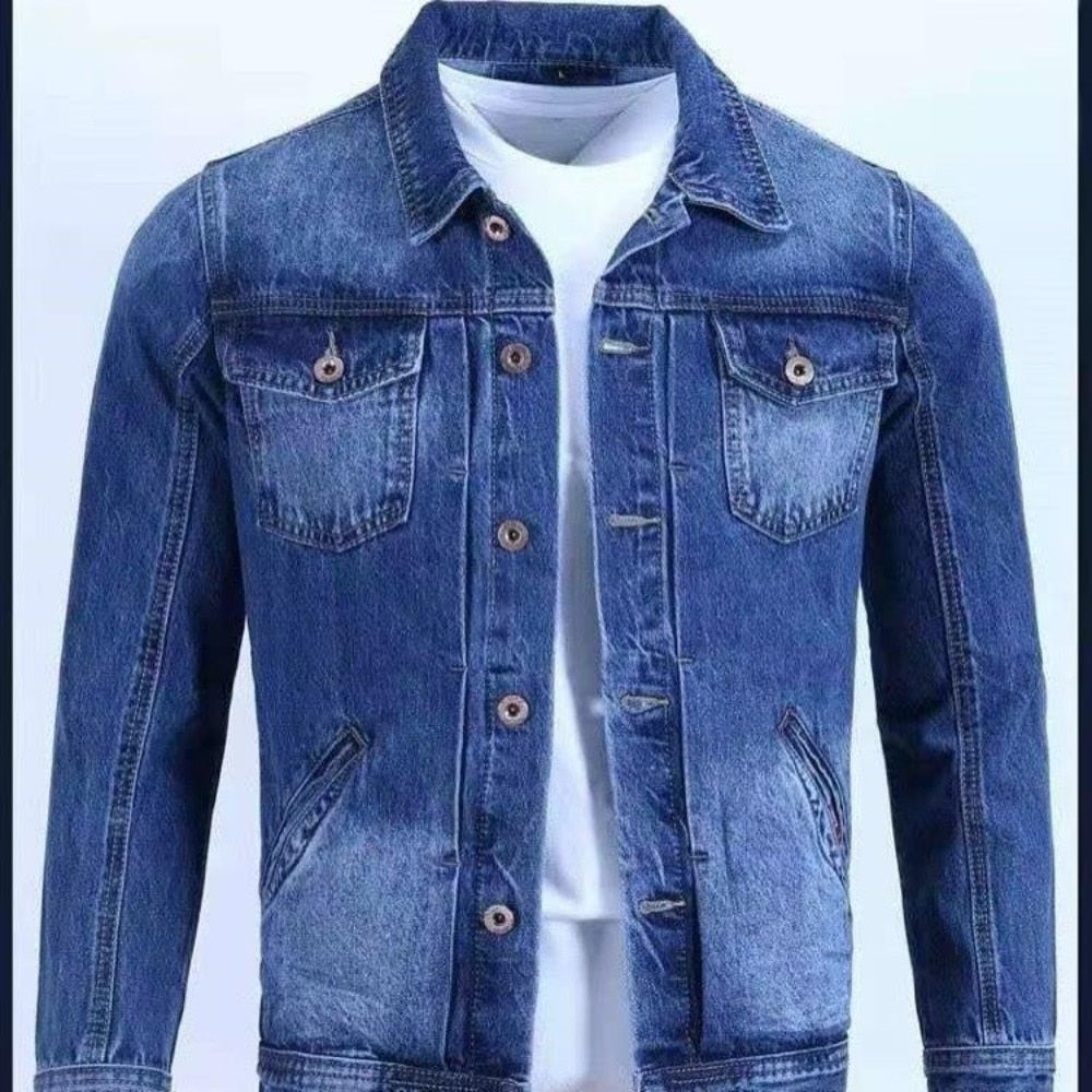Klassisk Herrjacka i 100% Bomull – Tidlös Denimjacka med Fickor och Normal Passform 5