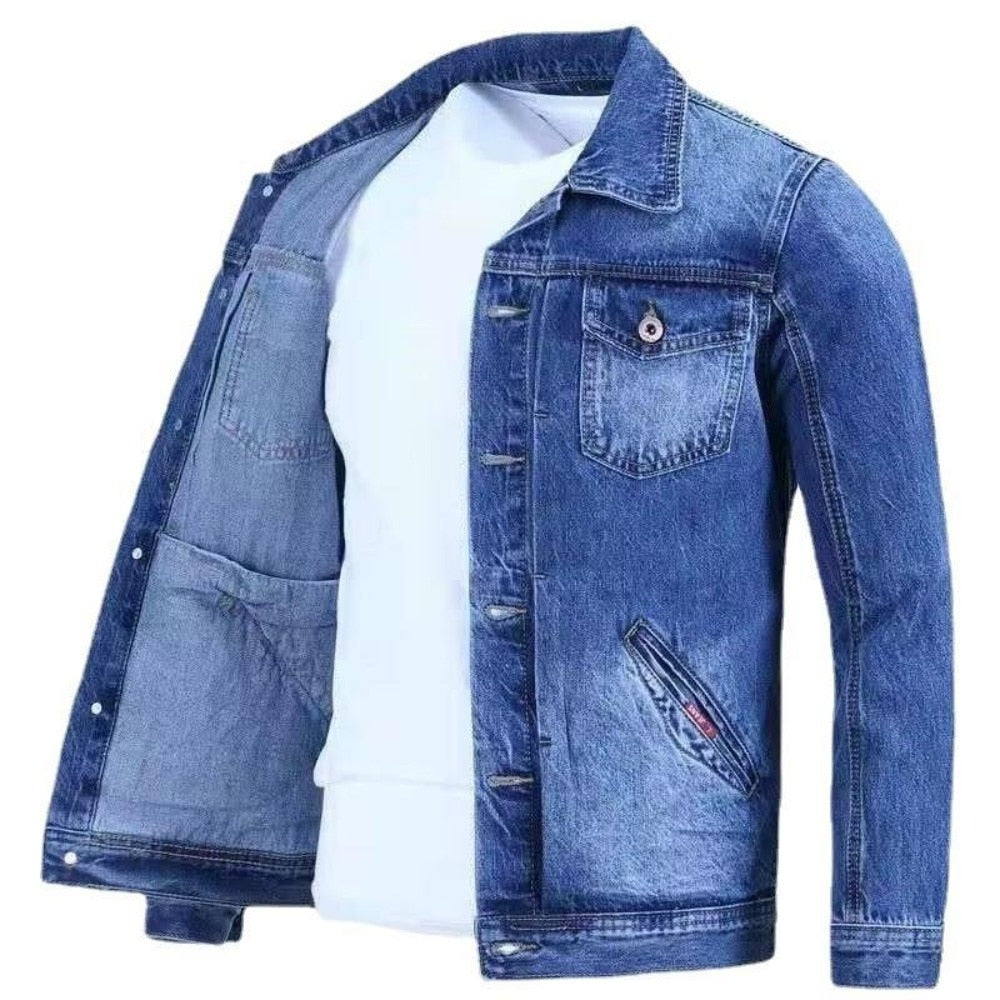 Klassisk Herrjacka i 100% Bomull – Tidlös Denimjacka med Fickor och Normal Passform 3