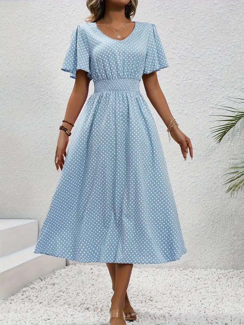 Kvinna Kortärmad Fritidsklänning Lätt Material-2