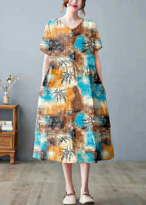 Variant image for Damklänning V-ringning med Väskor Lätt Polyester, Fina Dam Klänningar för Sommarfester och Bröllop-17
