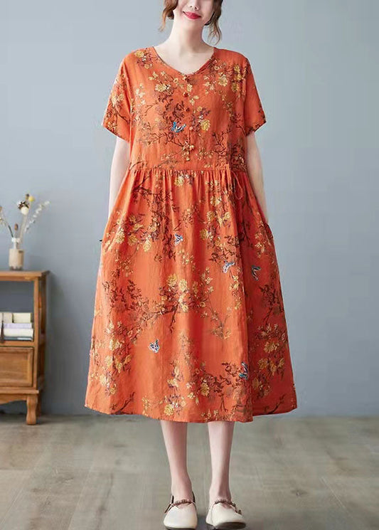 Damklänning V-ringning med Väskor Lätt Polyester, Fina Dam Klänningar för Sommarfester och Bröllop-1