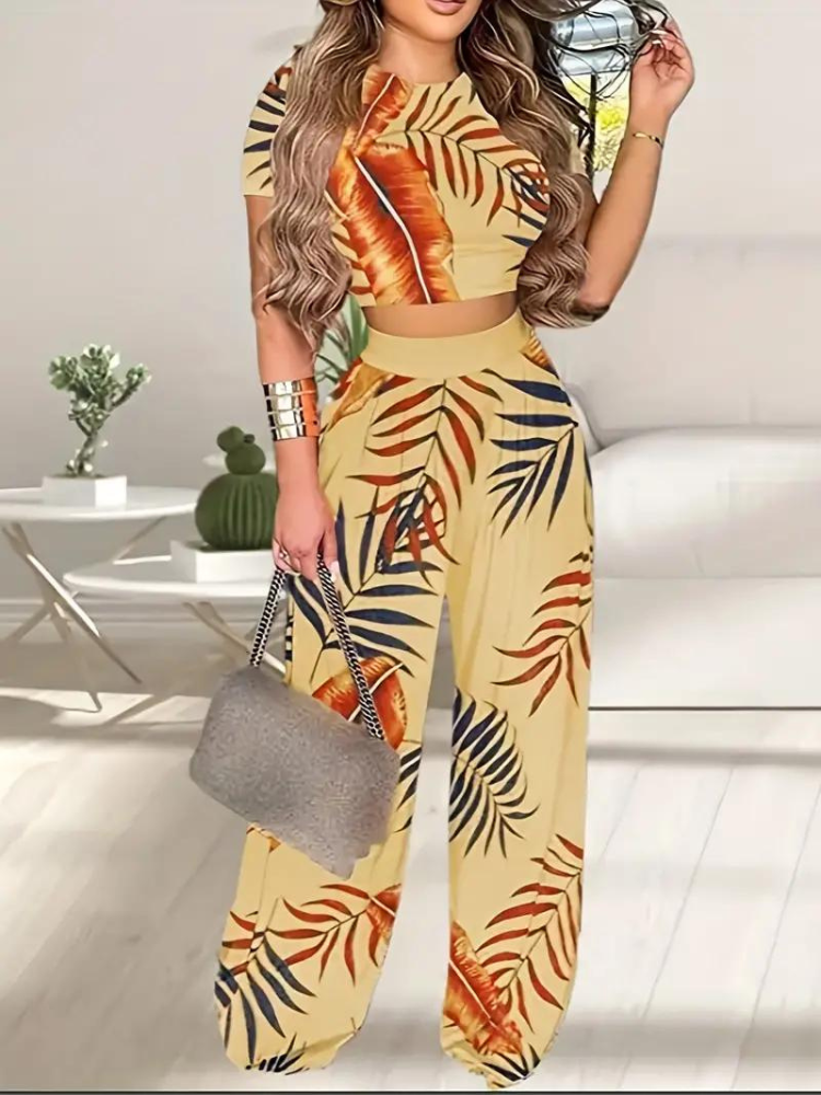 2-delad T-shirt och Byxor Uppsättning för Damer – Avslappnad Passform i Högkvalitativ Polyester, S-2XL 10