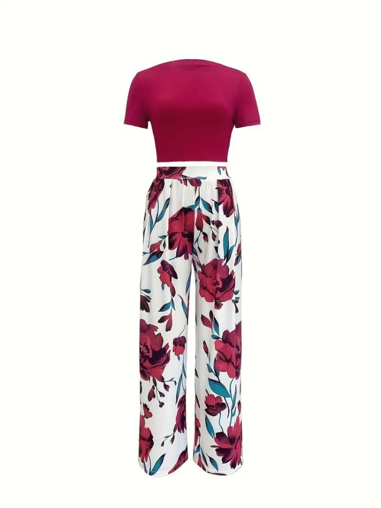 2-delad T-shirt och Byxor Uppsättning för Damer – Avslappnad Passform i Högkvalitativ Polyester, S-2XL 5