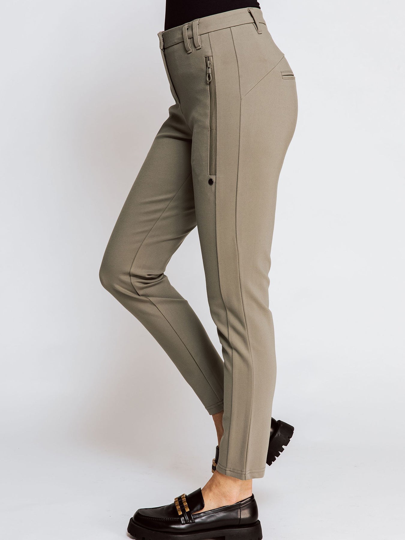 Snygga Byxor Dam med Resår i Midjan - Casual Polyester med Sidfickor och Justerbar Passform 3