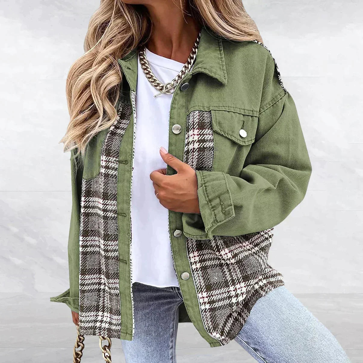 Dam Denimjacka Trendig Hållbar Denim 1