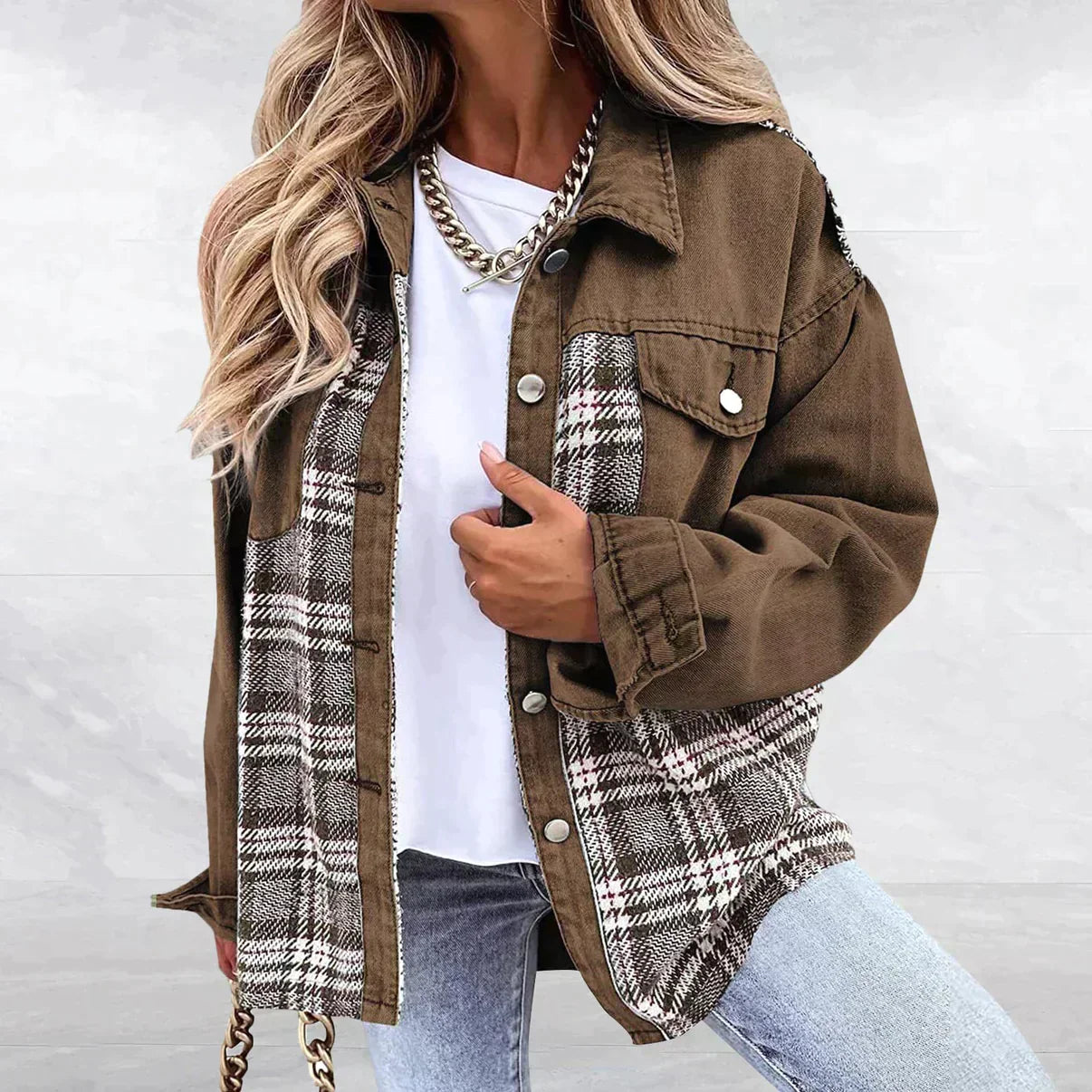 Dam Denimjacka Trendig Hållbar Denim 4