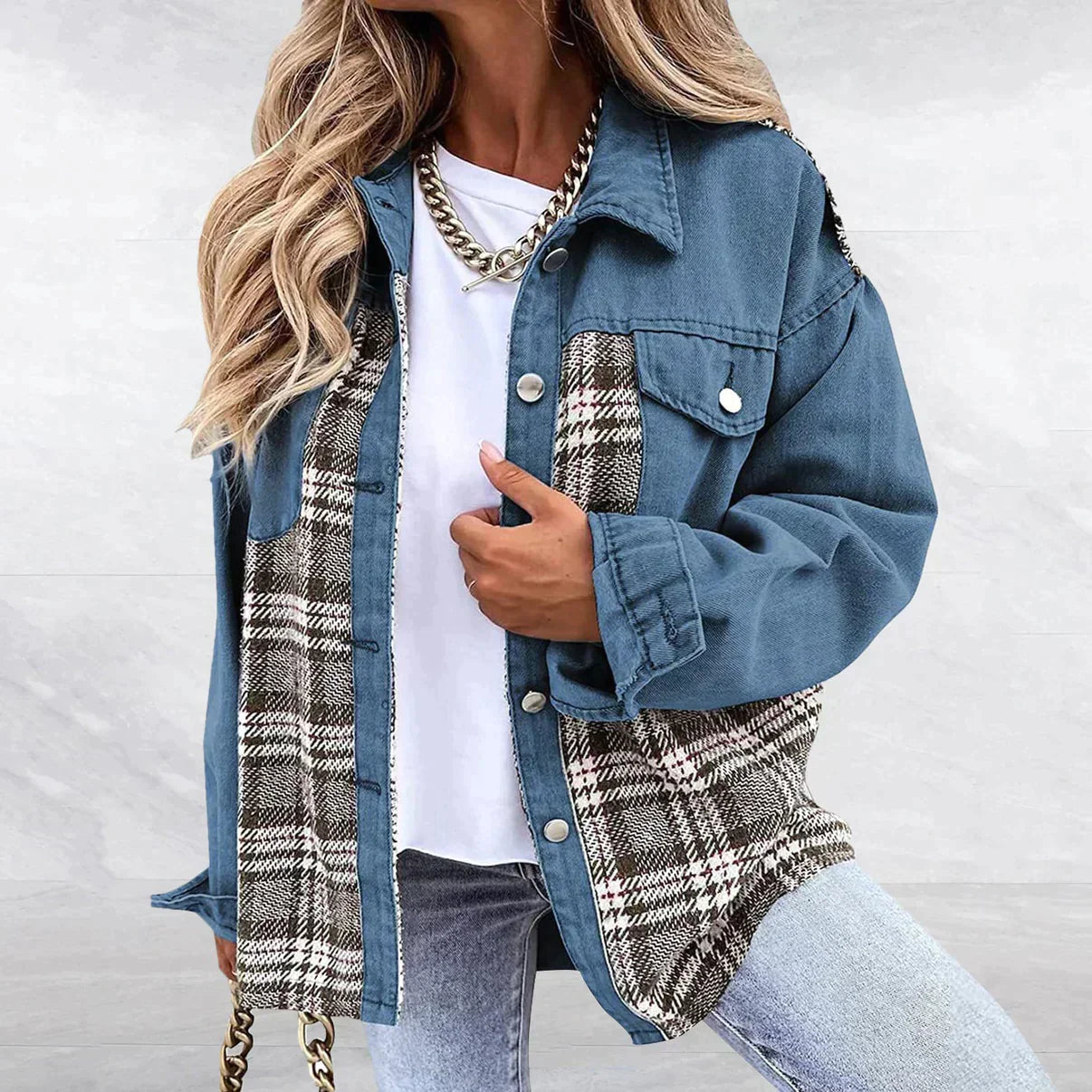 Dam Denimjacka Trendig Hållbar Denim 3