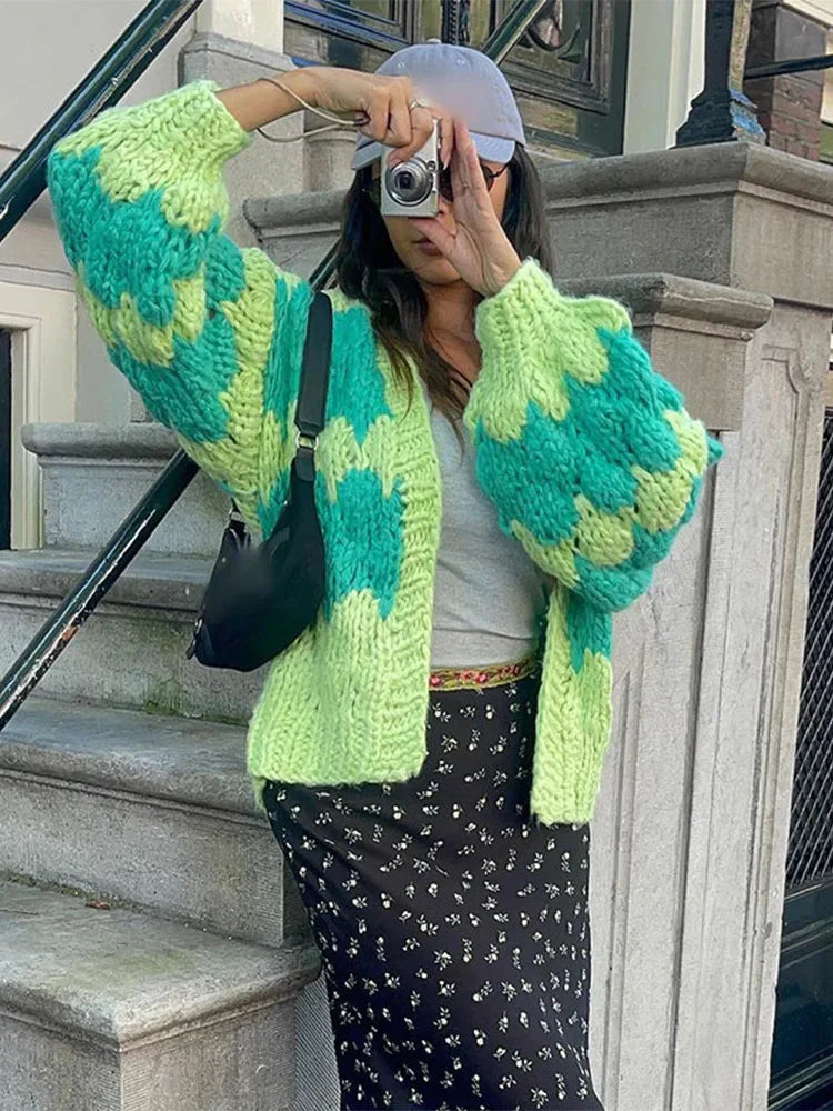 Lång Kofta Dam Öppen Stickad Mjuk Akrylblandning 10