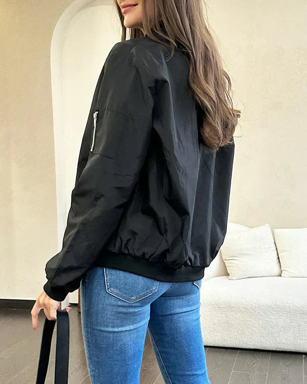 Klassisk Herrjacka Bomberjacka i Polyester med Fickor – Perfekt för Hösten, Normal Passform 2