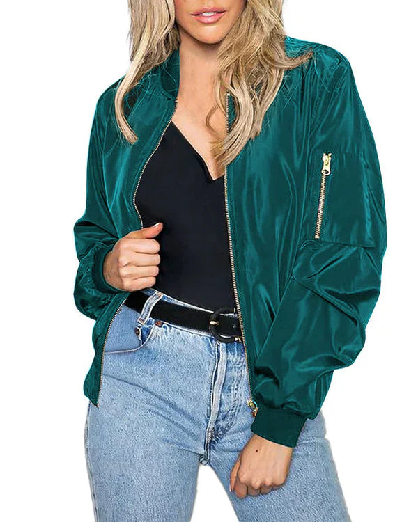 Klassisk Herrjacka Bomberjacka i Polyester med Fickor – Perfekt för Hösten, Normal Passform 17